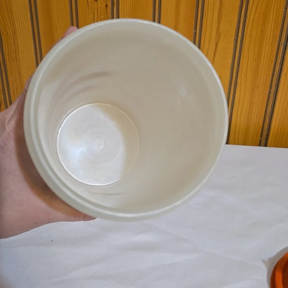 Vintage Tupperware, Tall Canister, Opaque, Orange Flip Spout, Lid